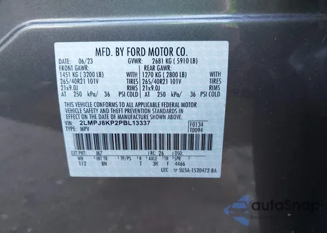 2023 Lincoln Nautilus Reserve from USA, damaged, VIN 2LMPJ8KP2PBL13337